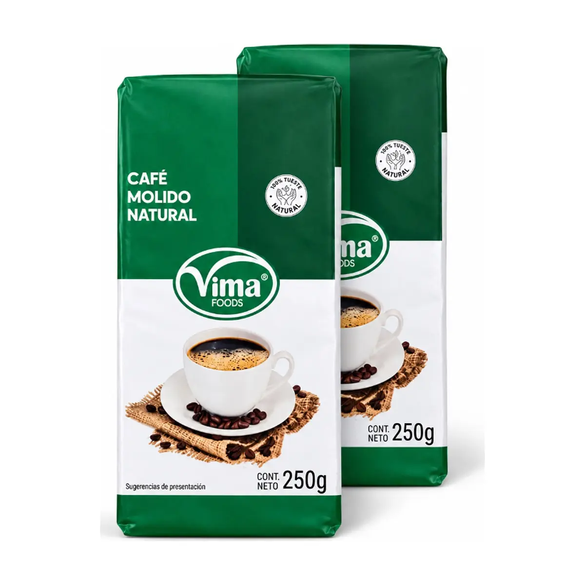 Café molido natural Vima Foods (2 x 250 g / 8.81 oz) - Imagen 1