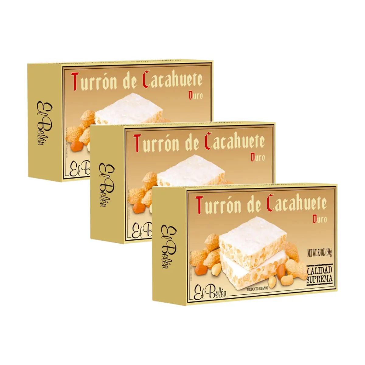 Turrón de Cacahuete El Belén (3 x 150 g / 5.3 oz) - Miniatura 1