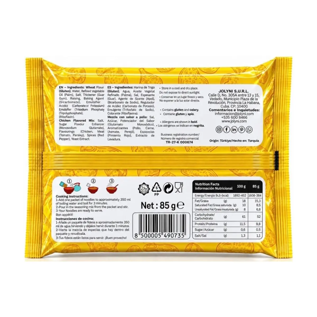 Sopa de fideos instantáneos sabor pollo Jolyni (4 x 85 g / 3 oz) - Thumbnail 2