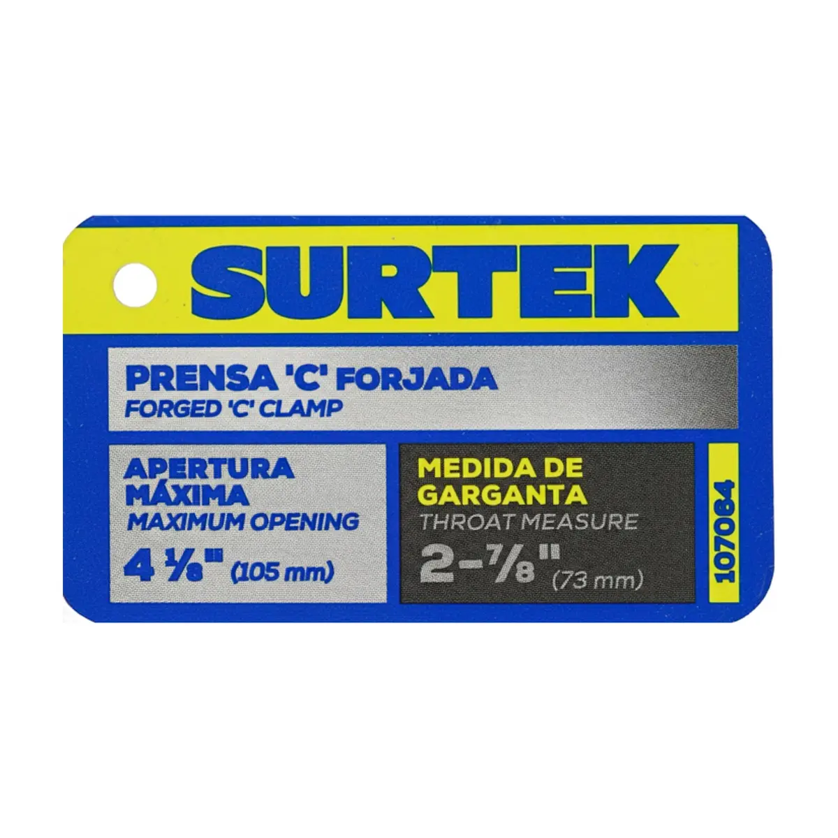 Prensa tipo "C" de 4-1/8" forjada Surtek 107064 - Miniatura 2