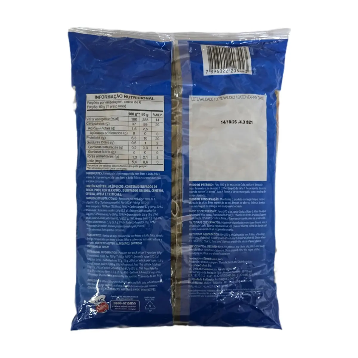 Pasta tipo macarrones Galo Selmi (500 g / 1.10 lb) - Thumbnail 5