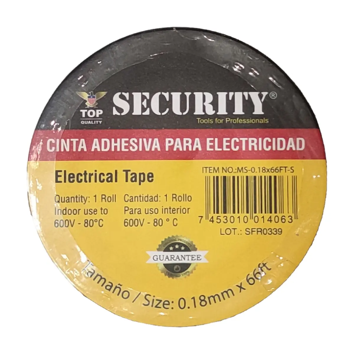 Cinta adhesiva de PVC para electricidad Security (66 ft / 20 m)