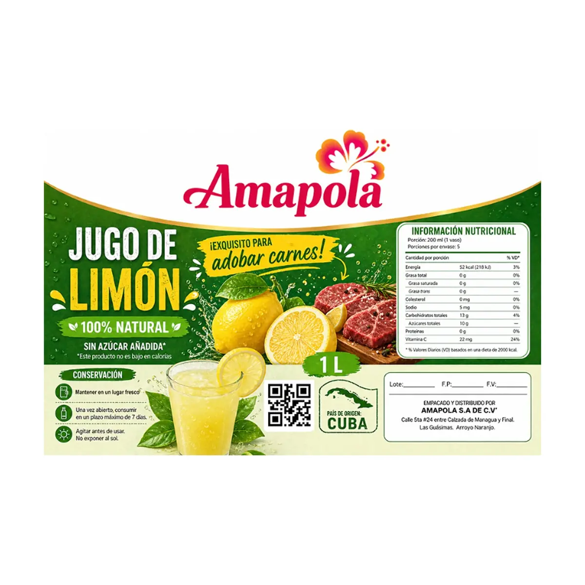 Jugo de limón Amapola (1 L) - Thumbnail 4