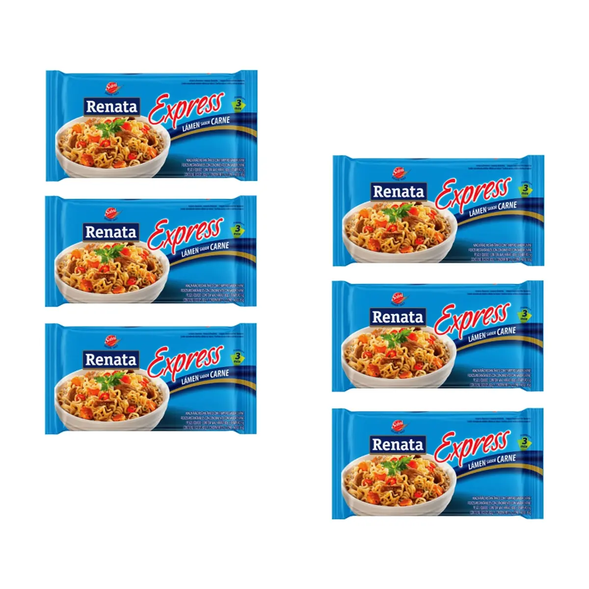 Fideos instantáneos sabor a carne Renata (6 x 85 g / 3 oz) - Miniatura 1