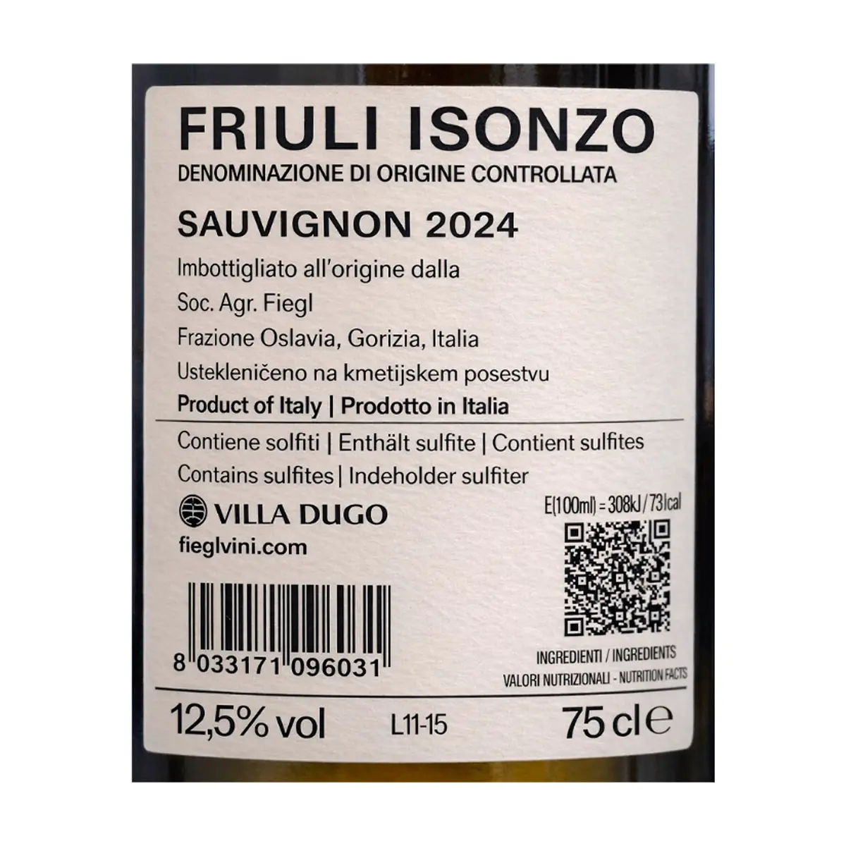 Vino Blanco Sauvignon Friuli Isonzo Villa Dugo (750 ml) - Thumbnail 2