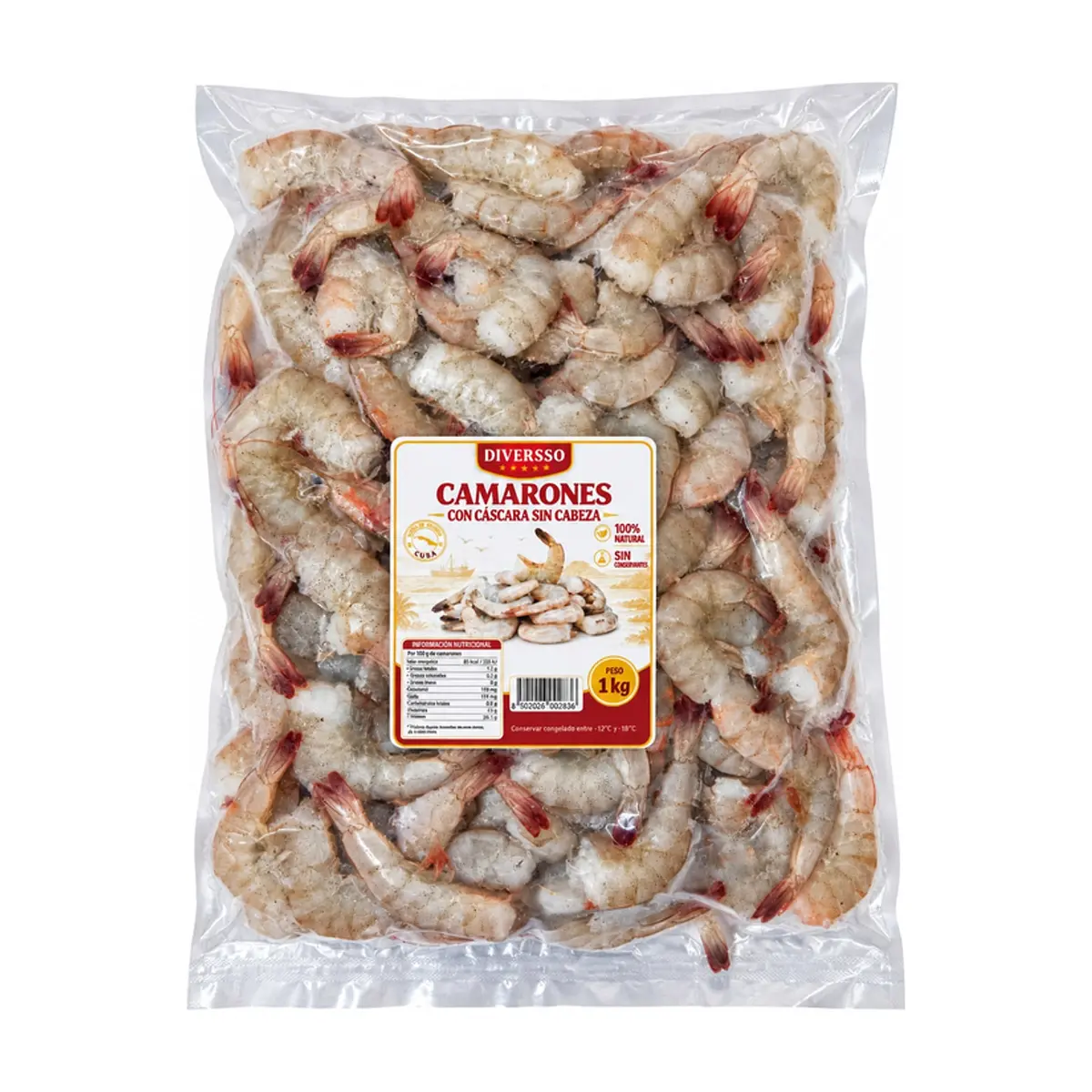 Camarones con cáscara sin cabeza Diversso (1 kg / 2.2 lb) - Thumbnail 2