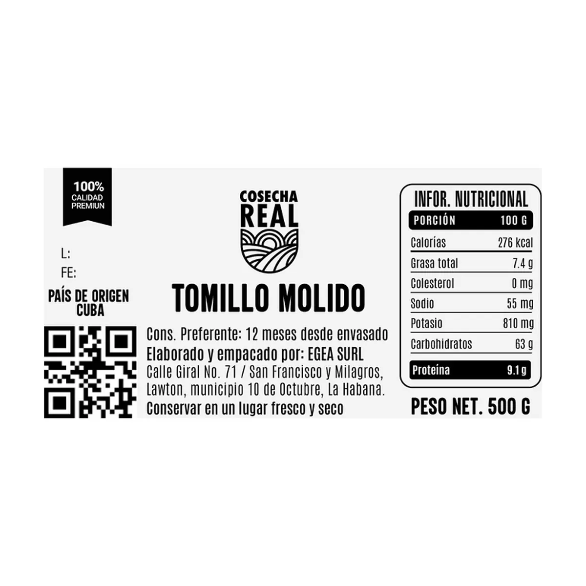 Tomillo molido Cosecha Real (500 g / 1.1 lb) - Thumbnail 3