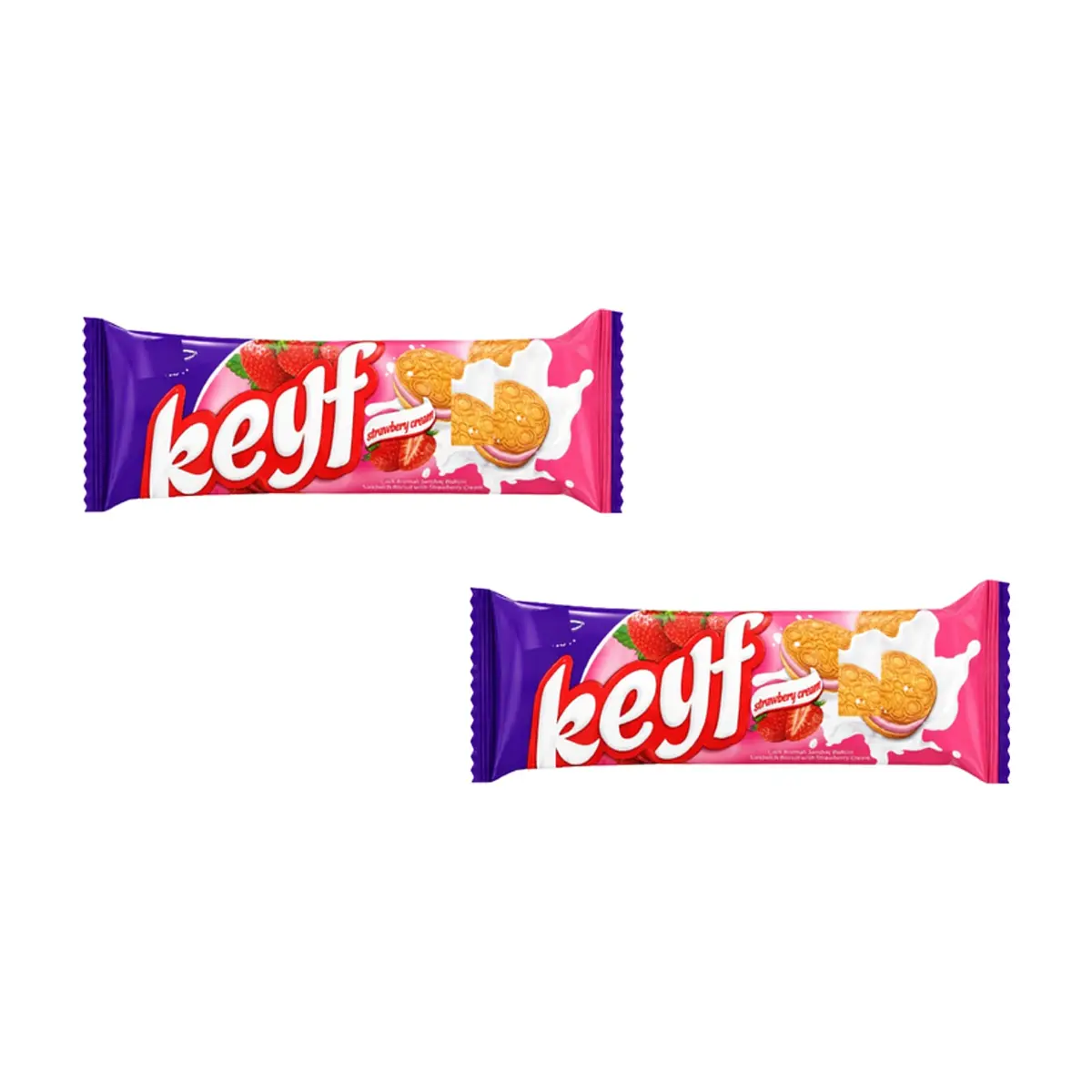 Galleta sándwich con crema de fresa Keyf Golda (2 X 50 g / 1.76 oz)