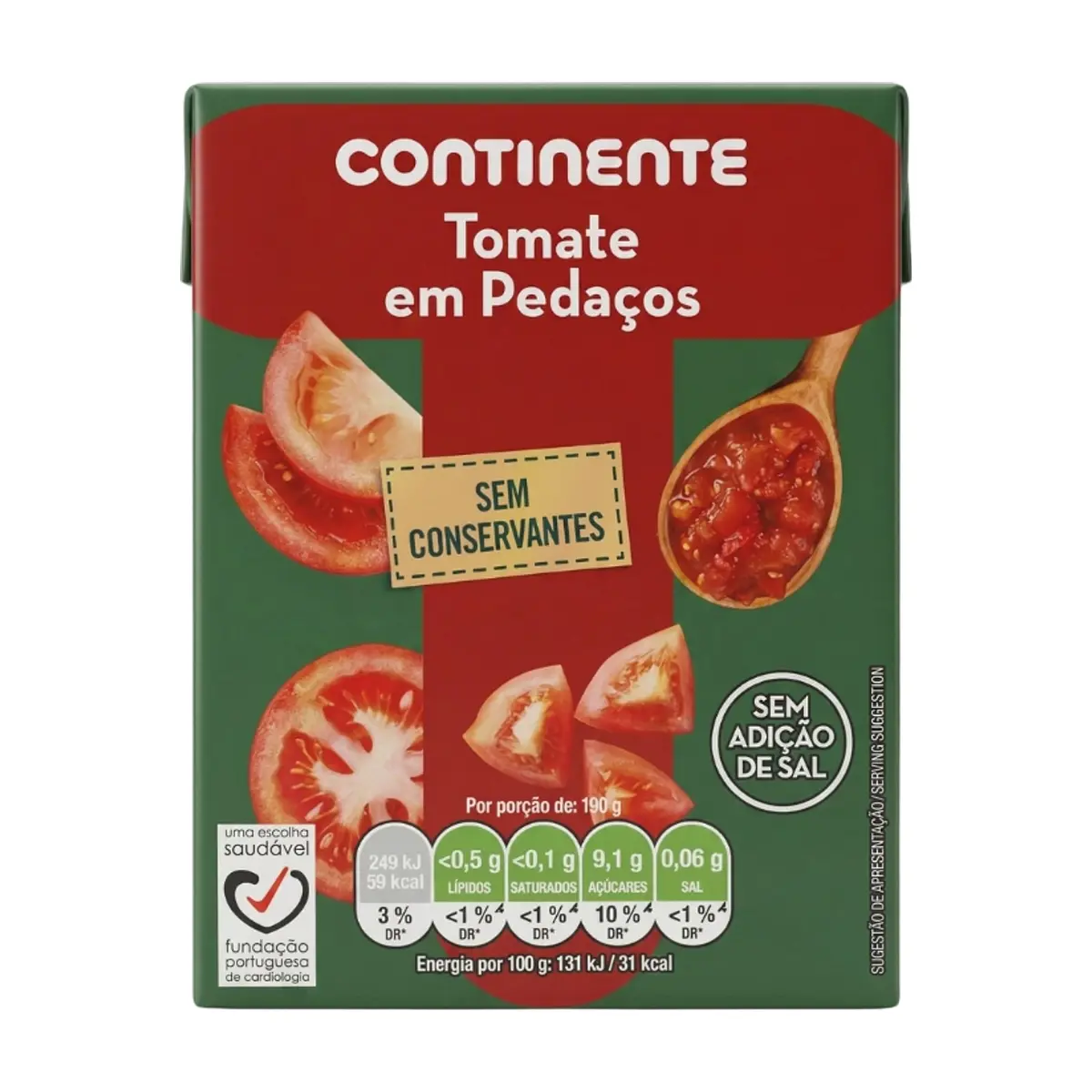Tomates troceados Continente (380 g / 13.4 oz) - Miniatura 1