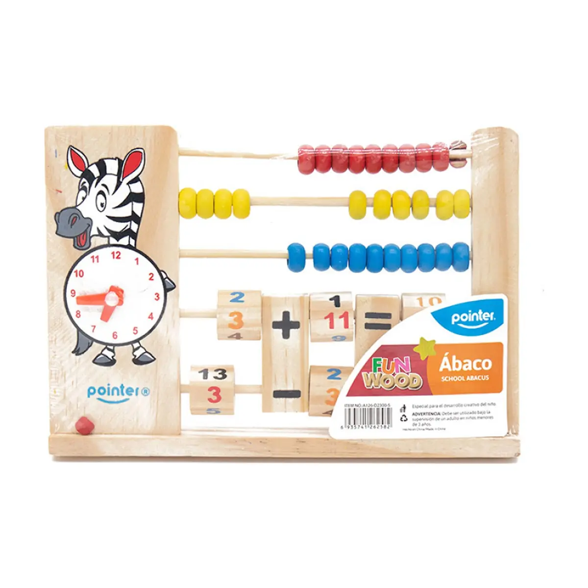 Ábaco - juguete didáctico - con reloj y números para suma y resta Pointer