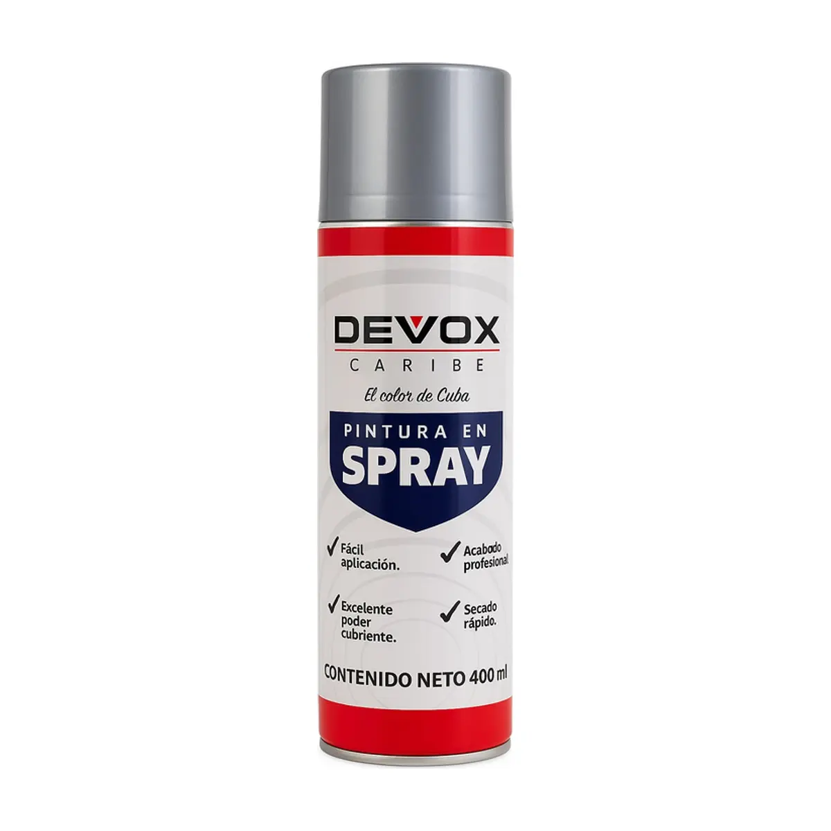 Pintura en spray color aluminio Devox Caribe (400 ml / 10 oz)