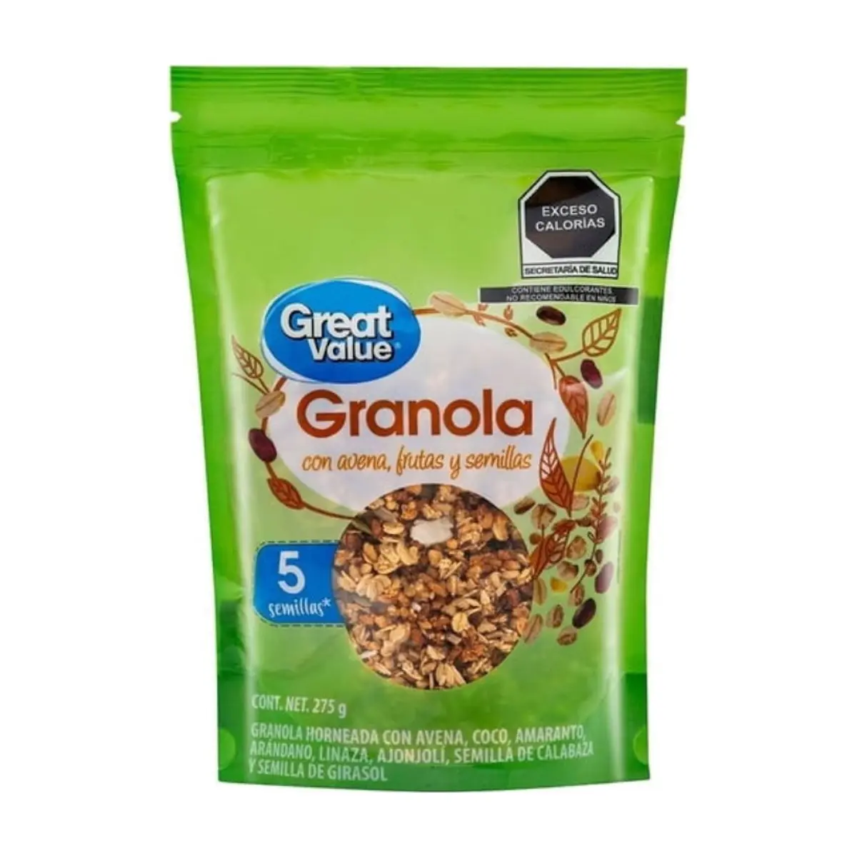 Granola con avena, frutas y semillas Great Value (275 g / 9.7 oz)