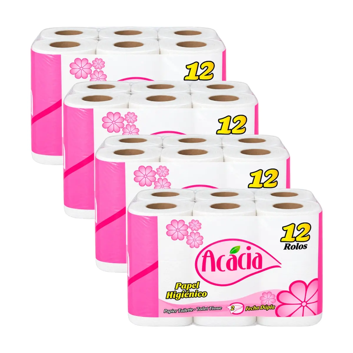 Papel sanitario doméstico doble hoja Acácia (4 x 12 U)