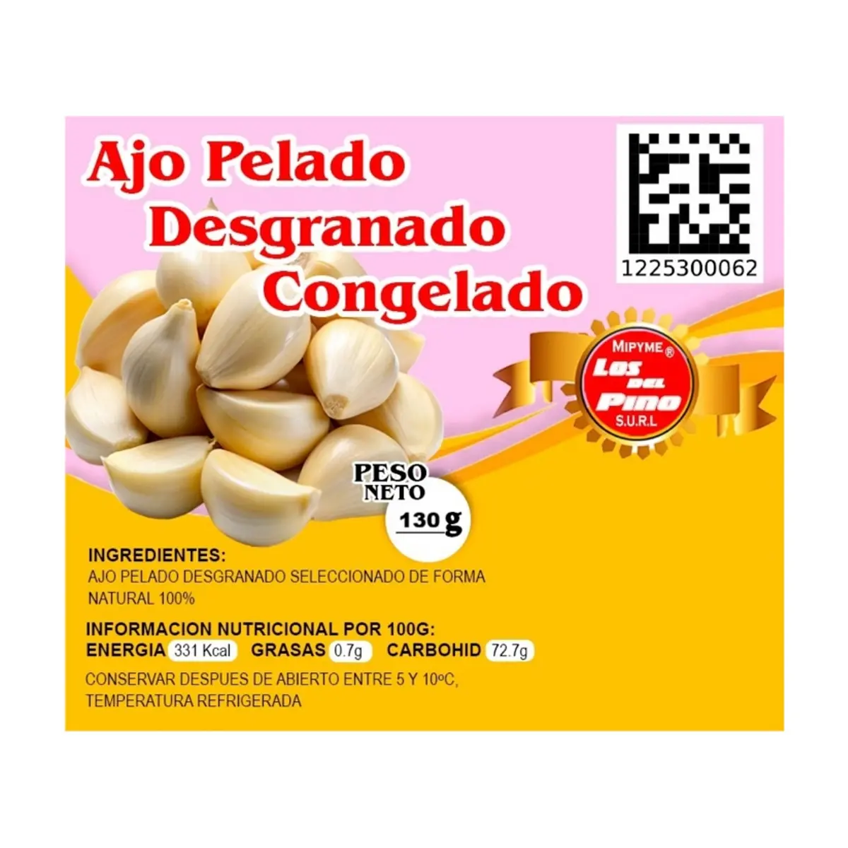 Ajo pelado desgranado congelado Los del Pino (130 g / 4.58 oz) - Thumbnail 3