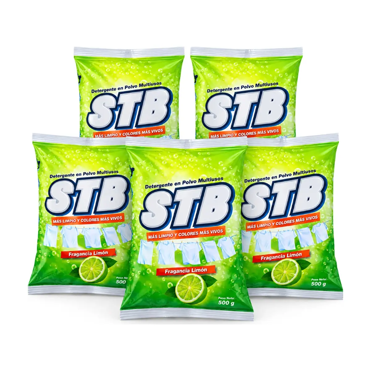 Detergente en polvo multiusos con fragancia a limón STB (5 x 500 g / 1.1 lb)