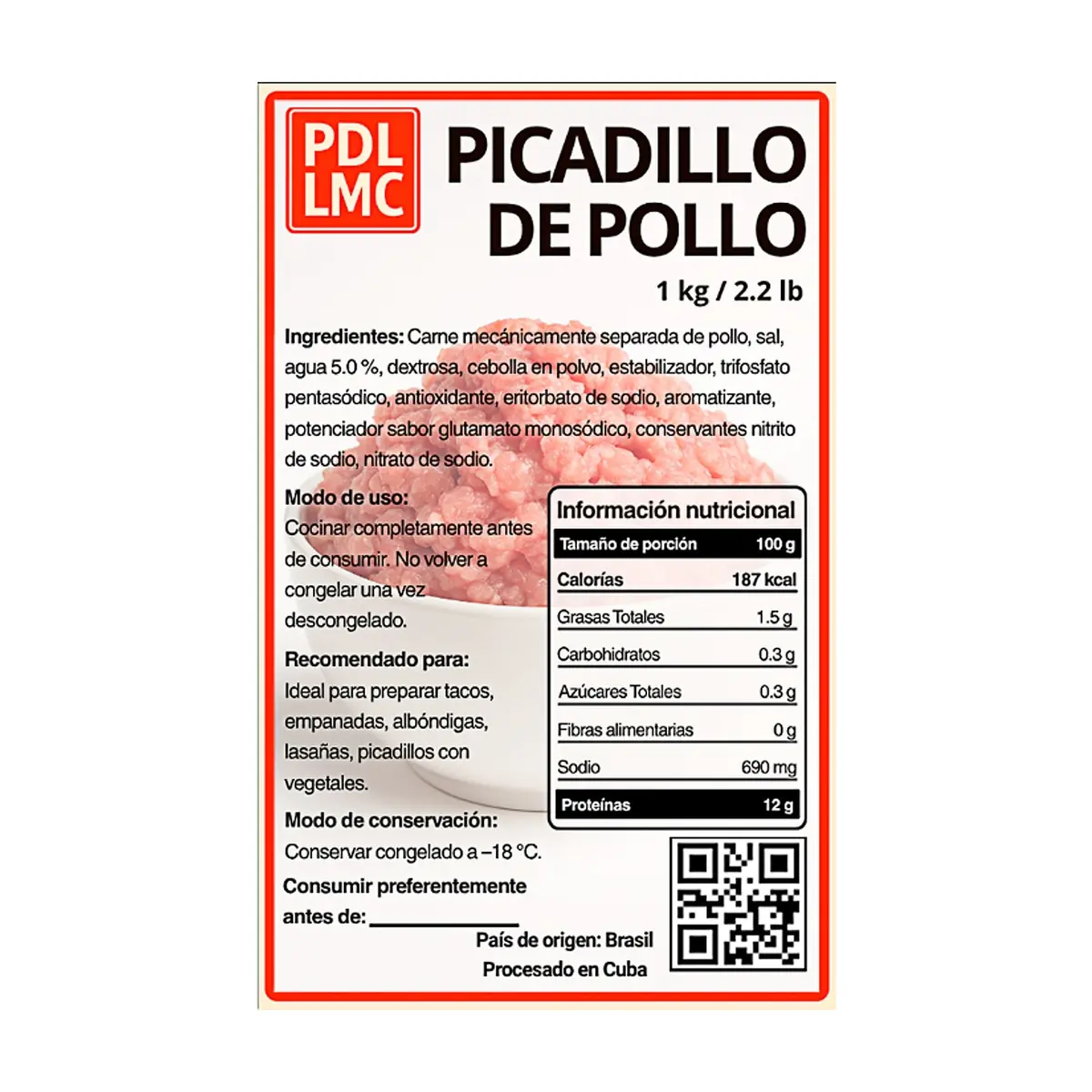 Picadillo de pollo PDL LMC (5 x 1 kg / 2.2 lb) - Thumbnail 2