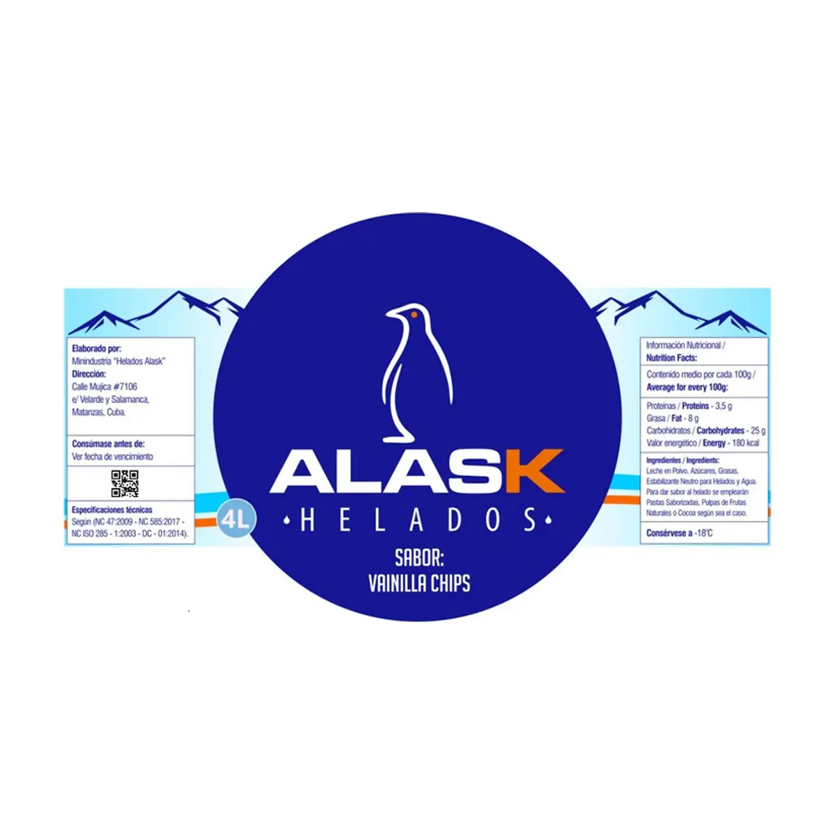 Helado de vainilla chip Alask (4 L) - Miniatura 2