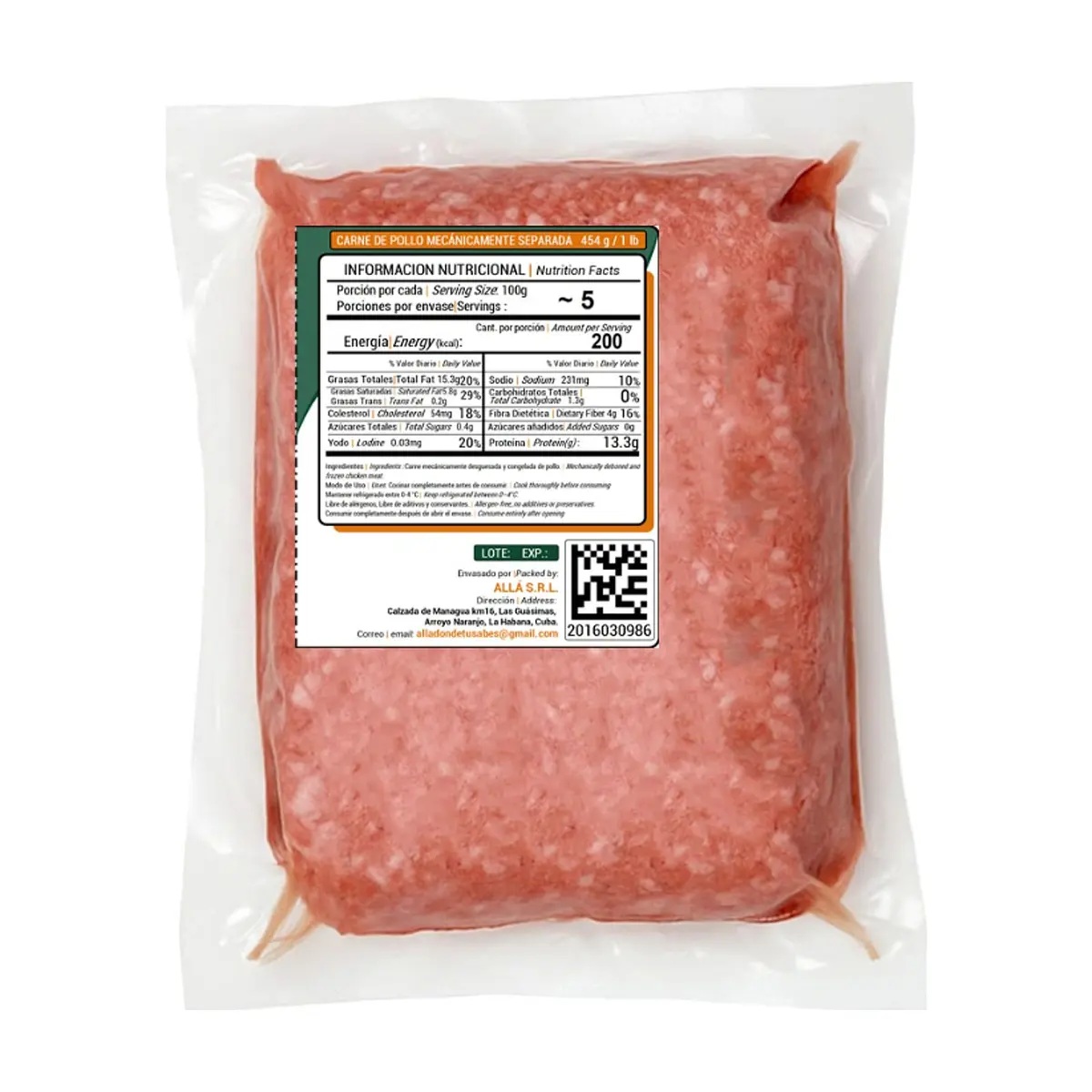 Carne de pollo mecánicamente separada ALLÁ (454 g / 1 lb) - Thumbnail 2
