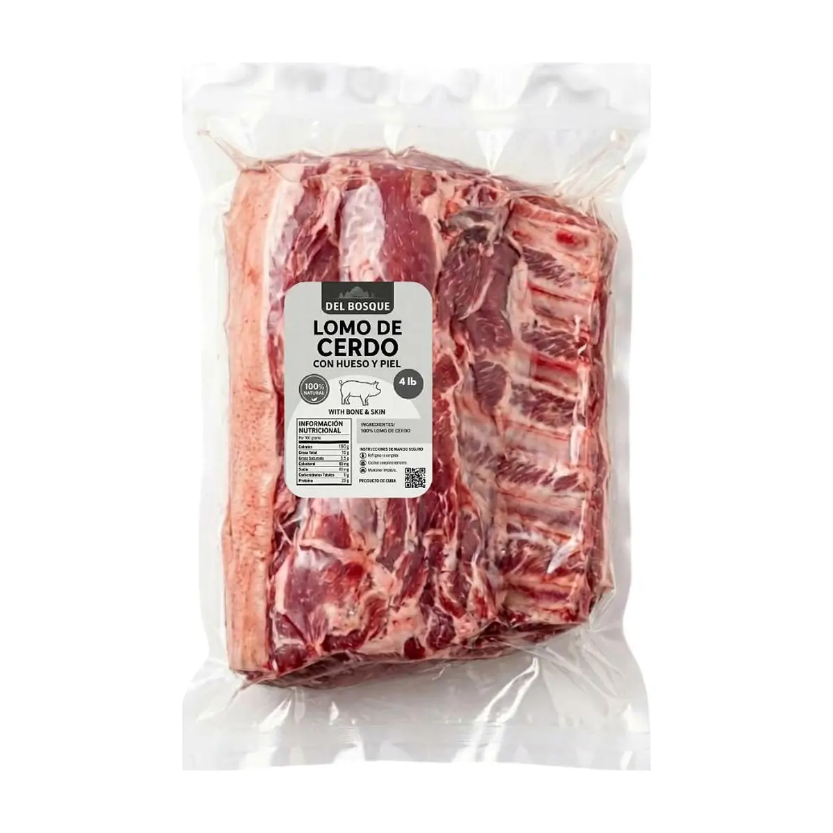 Lomo de cerdo con hueso y piel Del Bosque (1.81 kg / 4 lb) - Miniatura 2