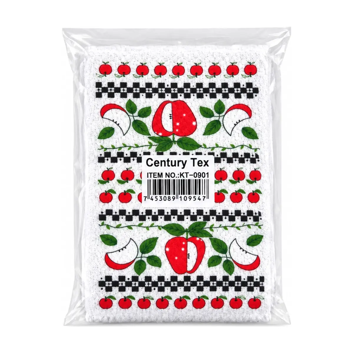 Toalla de cocina decorativa blanca con estampados de manzanas 30 cm x 50 cm Century Tex - Miniatura 2