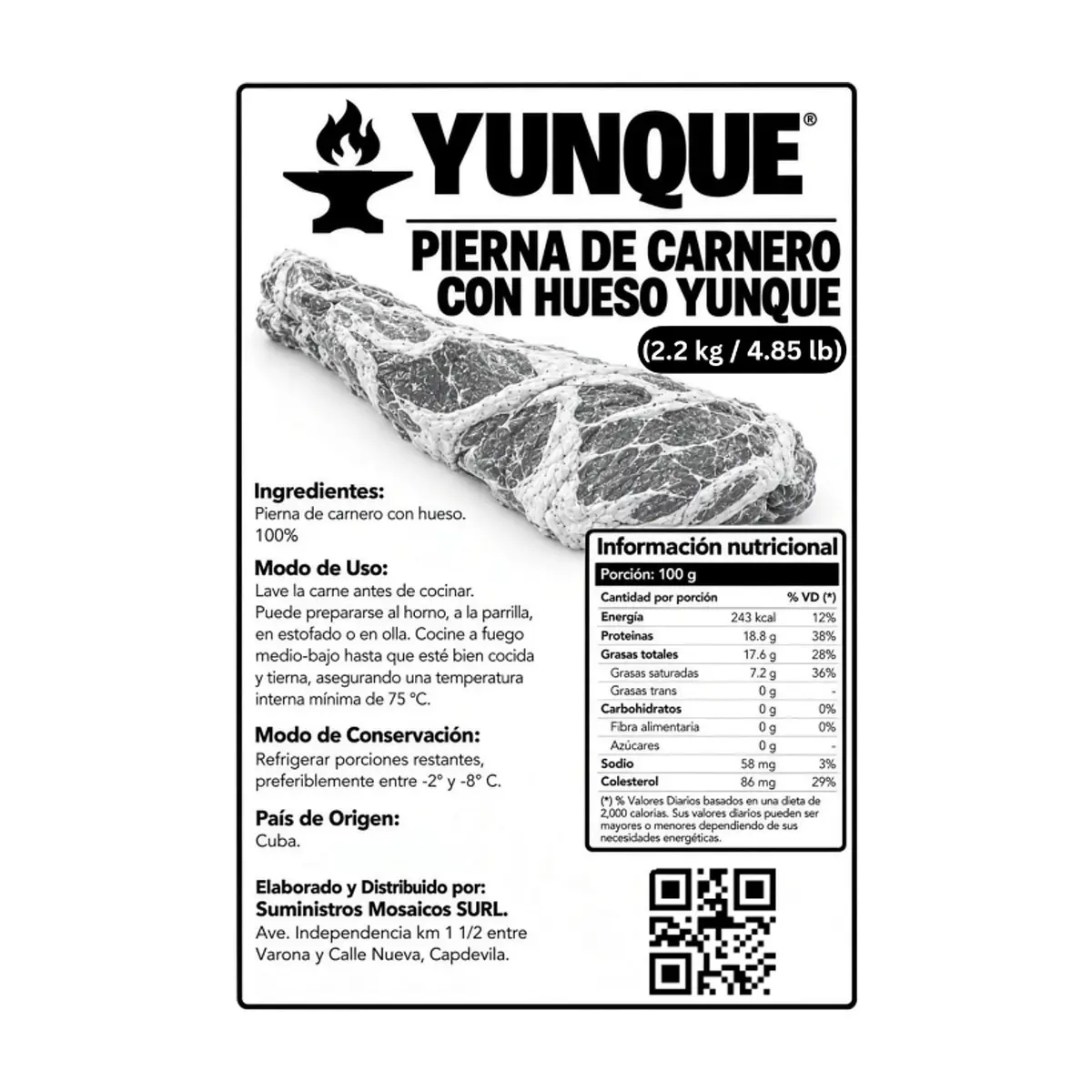 Pierna de carnero con hueso Yunque (2.2 kg / 4.85 lb) - Miniatura 3