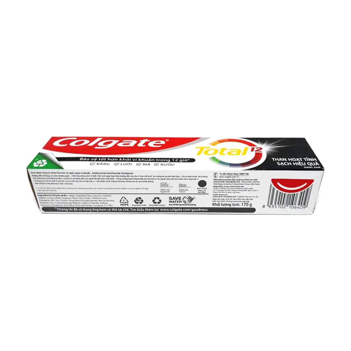 Pasta dental limpieza profunda carbón Total 12 Colgate (170 g / 5.99 oz) - Thumbnail 2