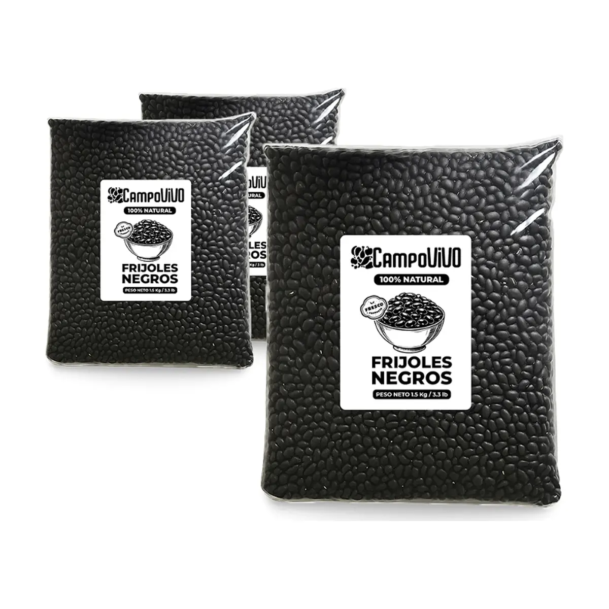 Frijoles negros Campo Vivo (3 x 1.5 kg / 3.3 lb)