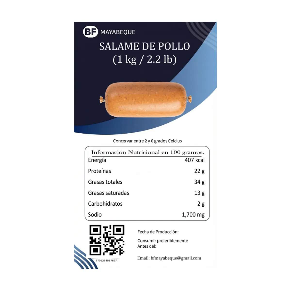 Salame de pollo BF Mayabeque (1 kg / 2.2 lb) - Miniatura 3