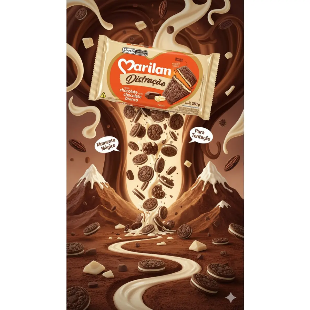 Galleta triple capa sabor chocolate con chocolate blanco Distracao Marilan (280 g / 9.88 oz) - Thumbnail 5