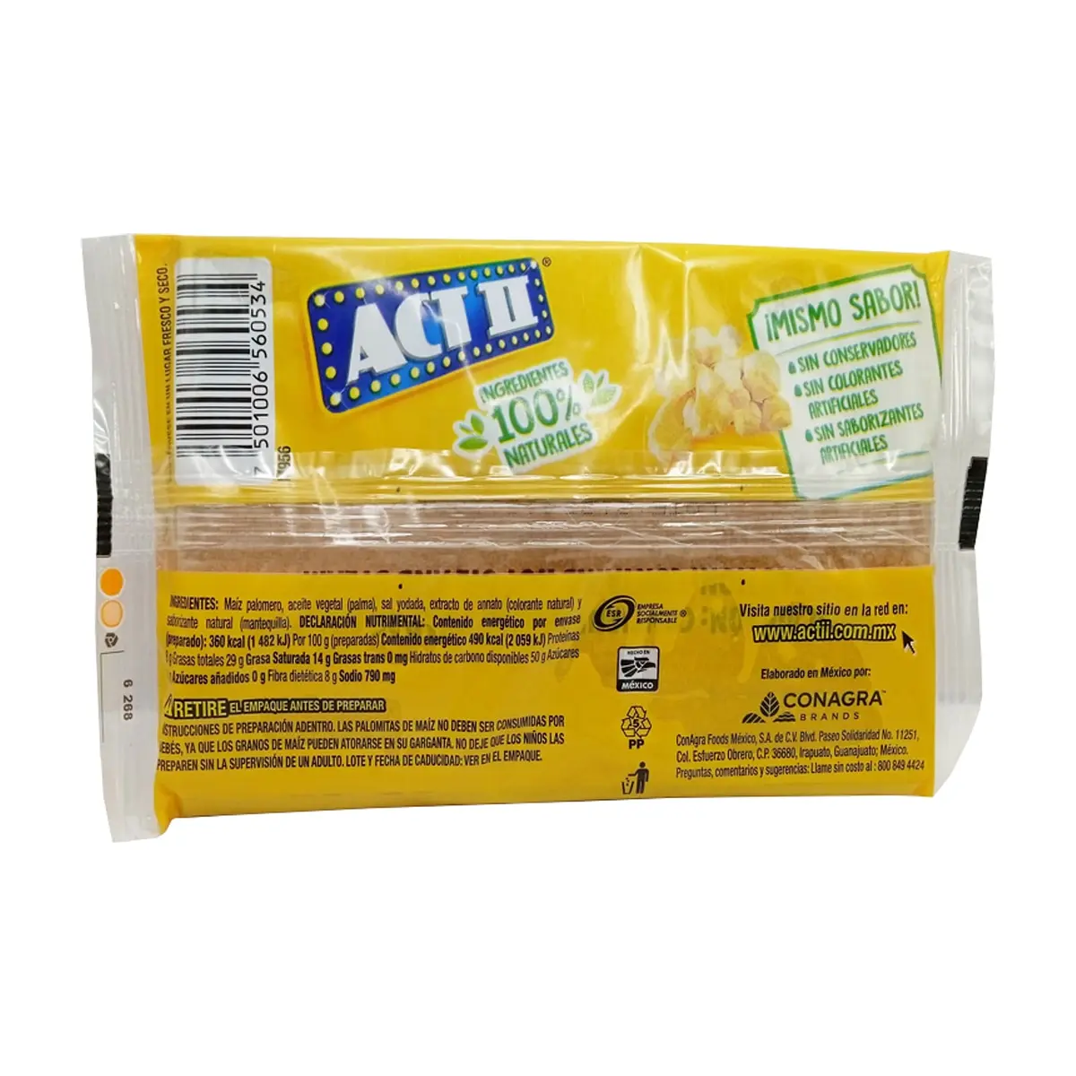 Palomitas de maíz sabor extra mantequilla para microondas ACT II (87 g / 3.06 oz) - Thumbnail 4
