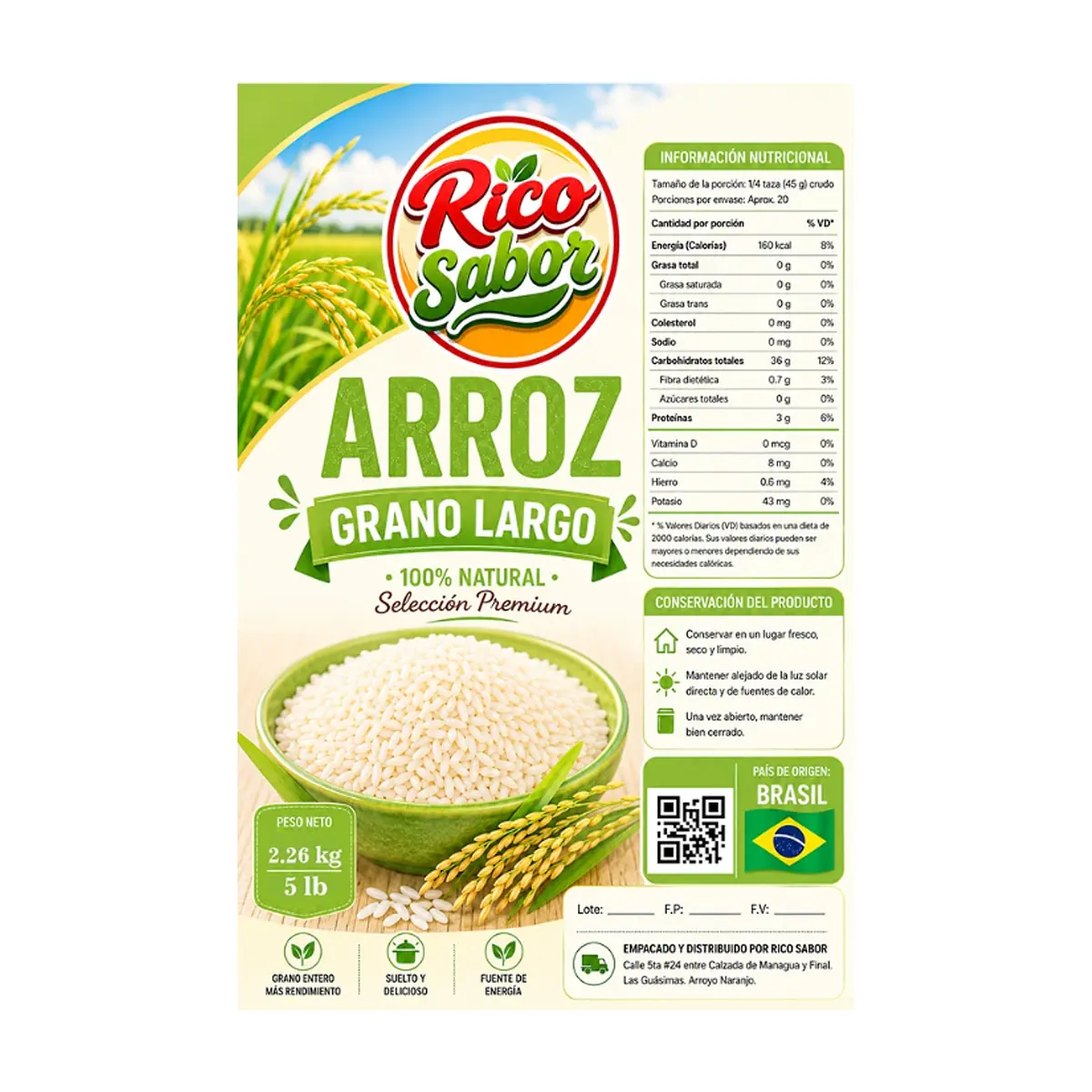 Arroz grano largo Rico Sabor (2.26 kg / 5 lb) - Miniatura 2