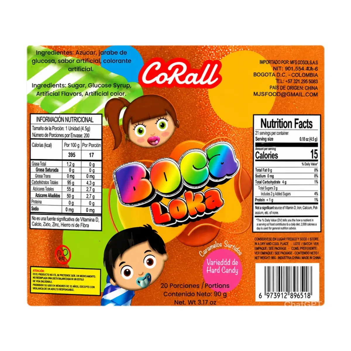 Bocas lokas caramelos duros CoRall (90 g / 3.17 oz) - Thumbnail 3