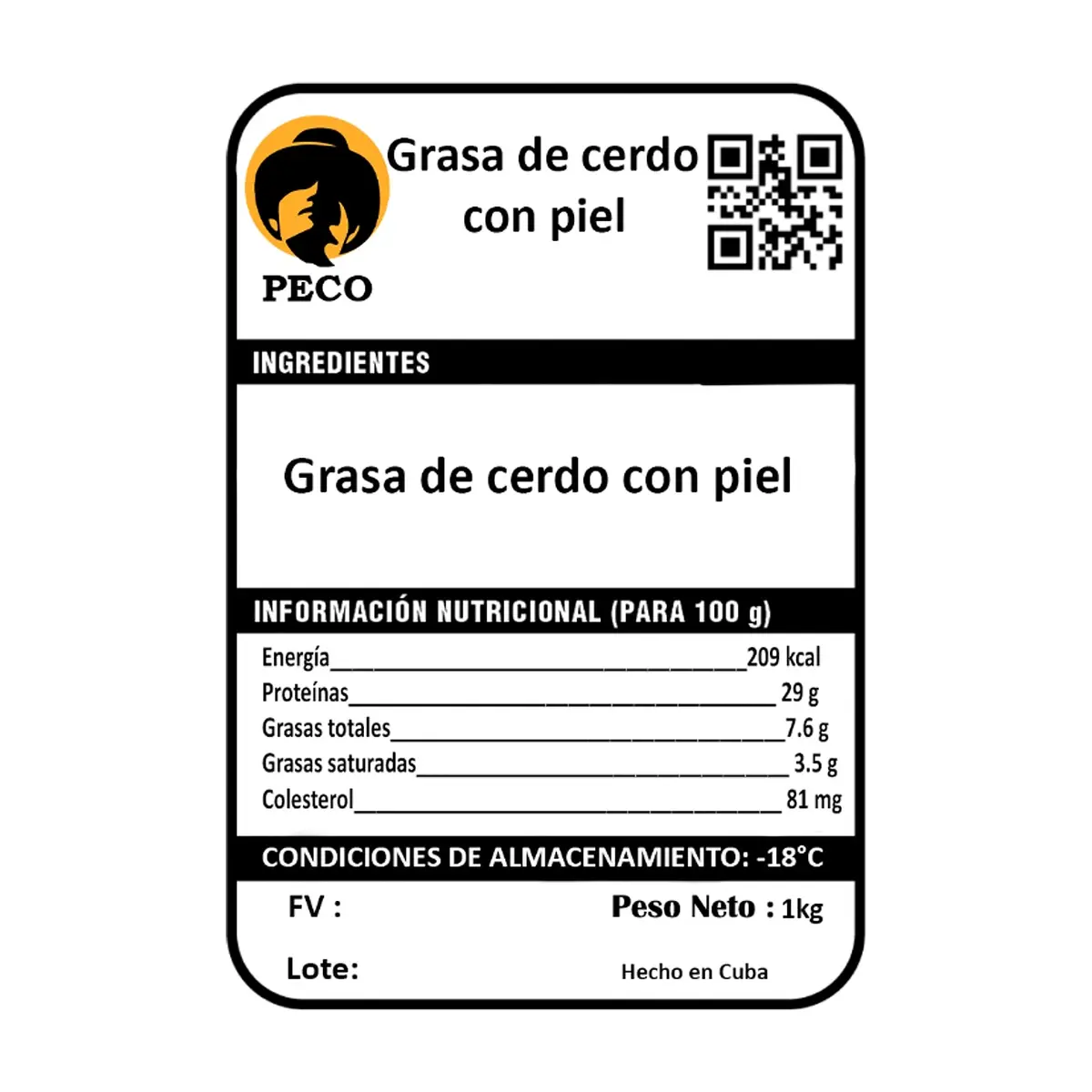 Grasa de cerdo con piel Peco (1 kg / 2.2 lb) - Miniatura 4