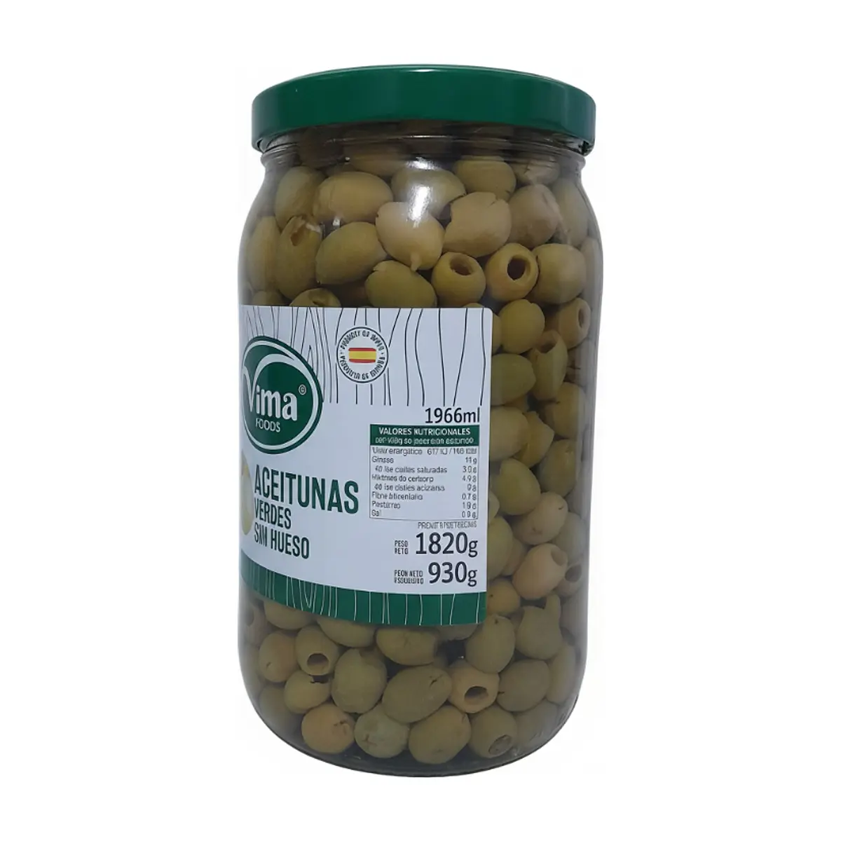 Aceitunas verdes sin hueso Vima Foods (1.82 kg / 4.01 lb) - Thumbnail 2