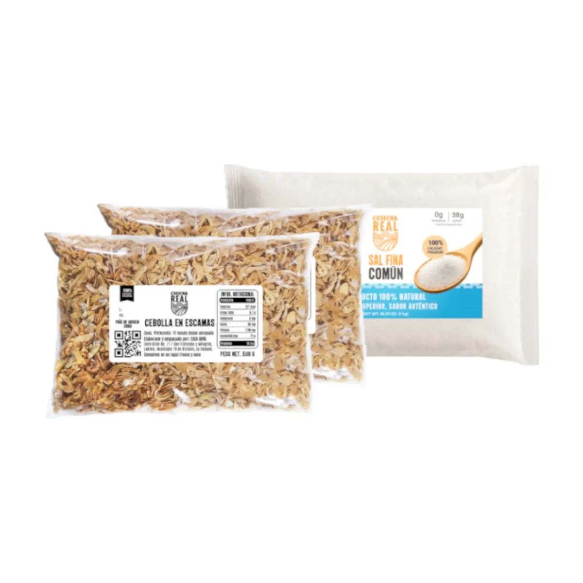 Combo para sopas Cosecha Real #6: Sal fina común + Cebolla en escamas
