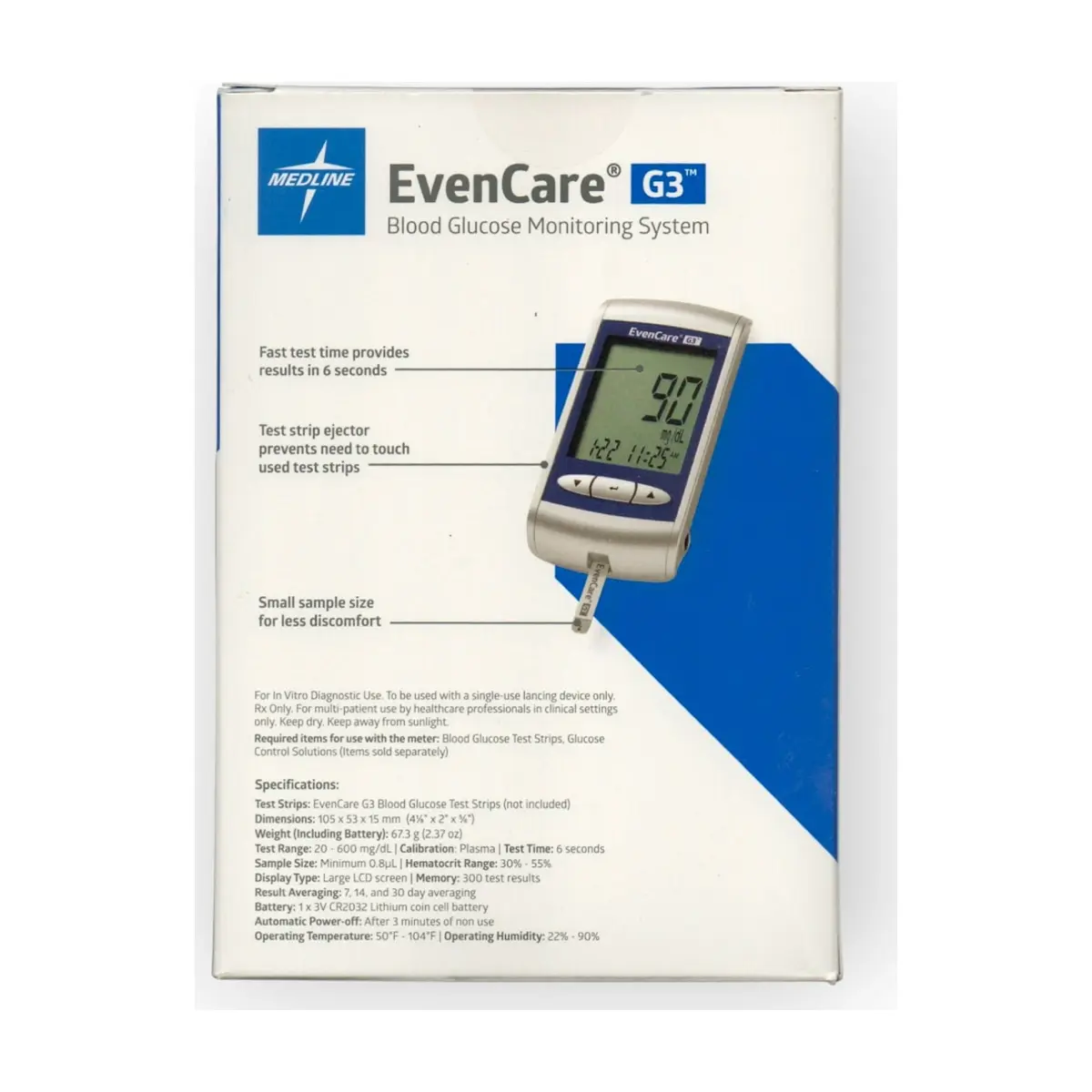Sistema de monitorización de glucosa en sangre. Glucómetro. Medline EvenCare G3 - Thumbnail 2