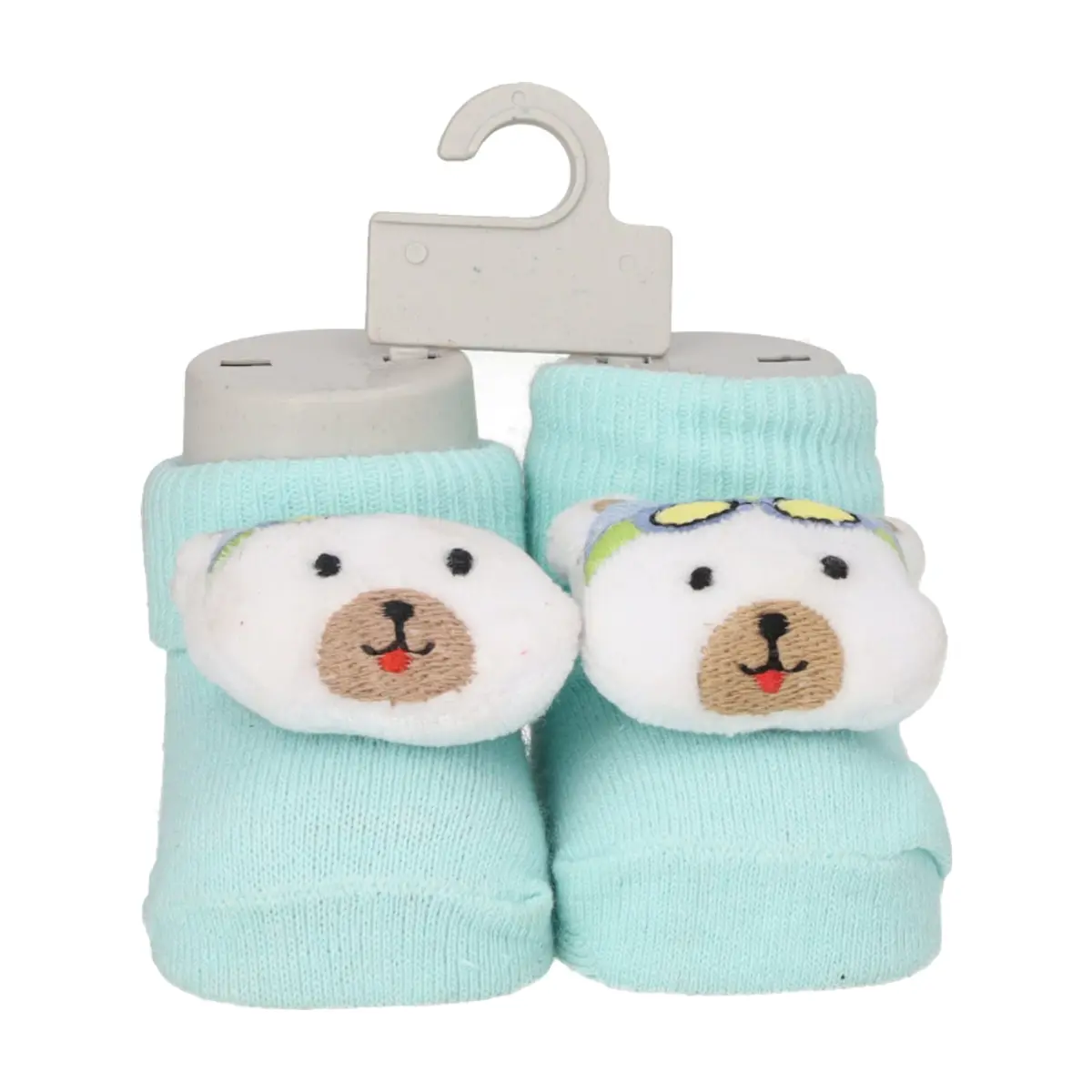 Par de calcetines de color celeste con sonajero de peluche para bebé Ayaydin Miroglio - Miniatura 8