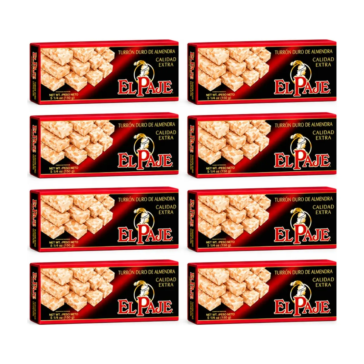 Turrón duro de almendra calidad extra El Paje (8 x 150 g / 5.25 oz)
