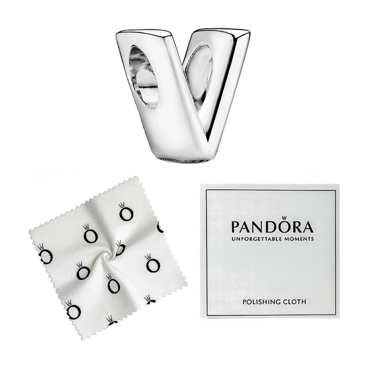 Charm de plata S925 estilo Pandora letra V - Thumbnail 2