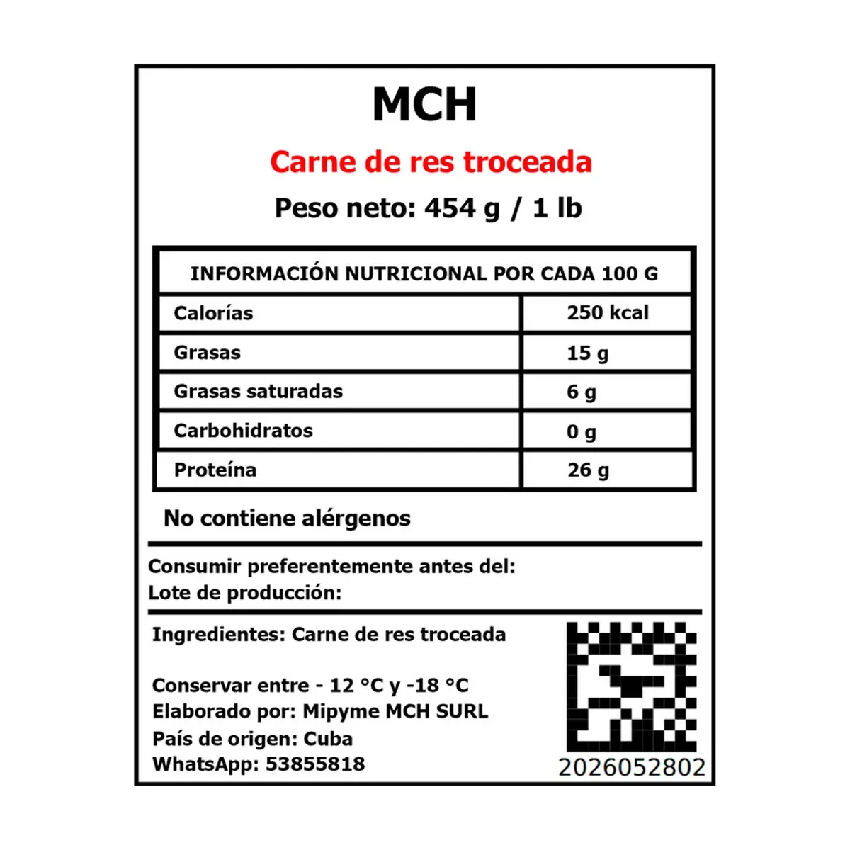 Carne de res troceada MCH (454 g / 1 lb) - Thumbnail 3