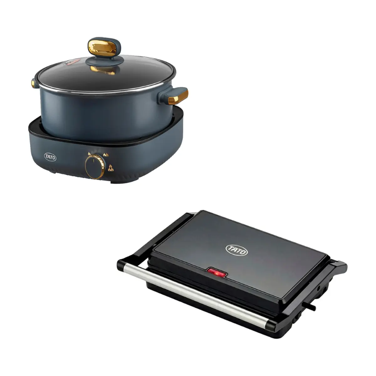 Olla eléctrica multiuso 4 L TATO TMC4L + Parrilla asador antiadherente de color negro TATO H803