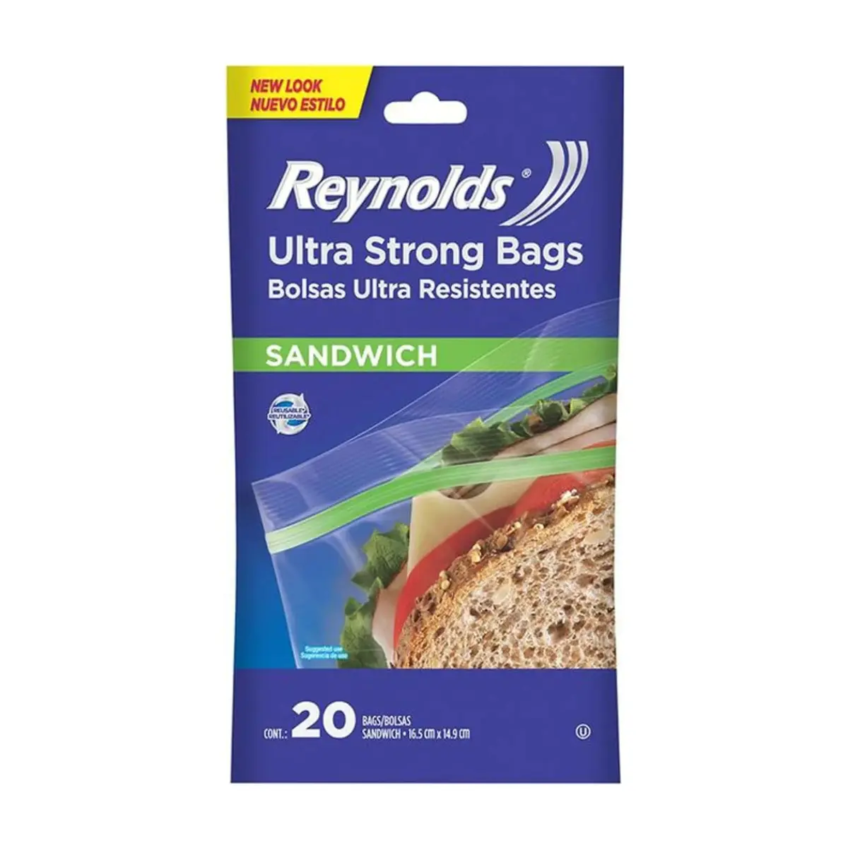 Bolsas plásticas transparentes reutilizables tamaño sandwich Reynolds (20 U)