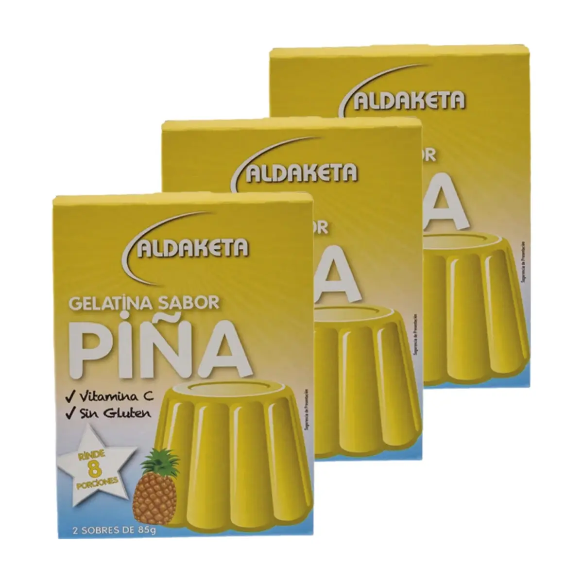 Gelatina sabor piña (3 x 2 x 85 g / 3 oz)
