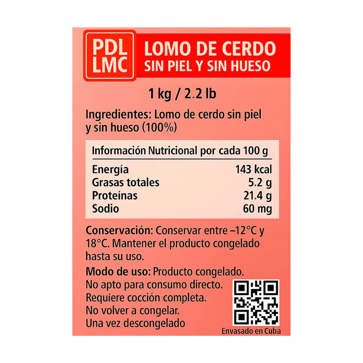 Lomo de cerdo sin piel y sin hueso PDL LMC (1 kg / 2.2 lb) - Thumbnail 3
