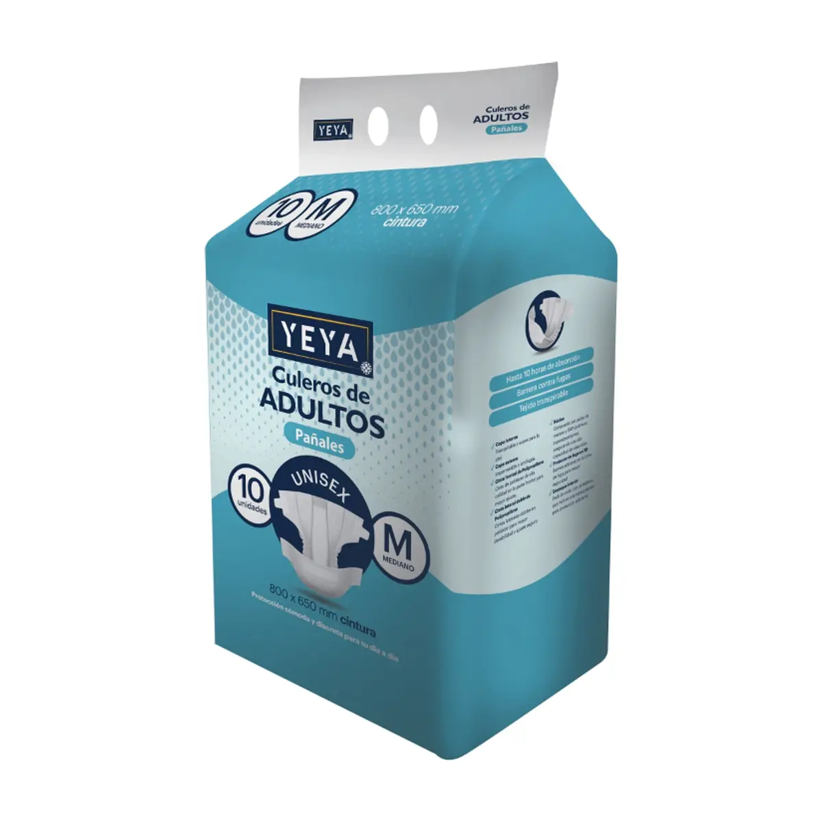 Pañales desechables para adultos talla M YEYA (10 U)