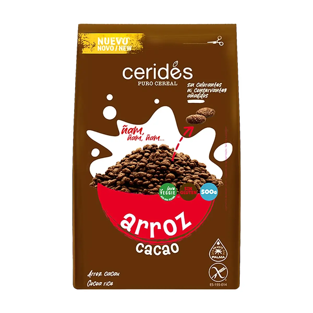 Cereal de arroz inflado con sabor a chocolate Ceridés (500 g / 1.1 lb) - Imagen 1