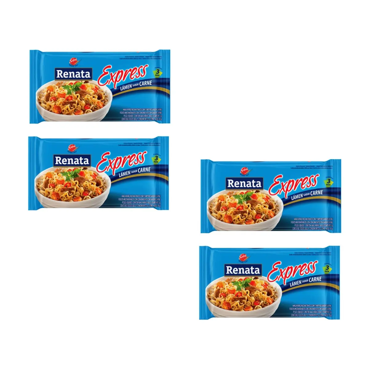 Fideos instantáneos sabor a carne Renata (4 x 85 g / 3 oz) - Miniatura 1