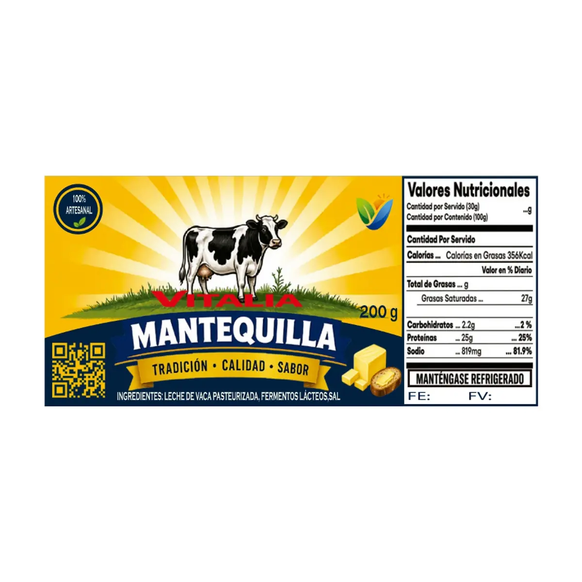 Mantequilla con sal Vitalia (200 g / 7.05 oz) - Miniatura 3