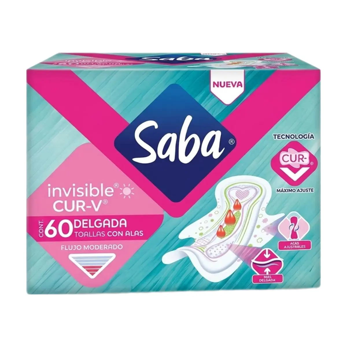 Almohadillas sanitarias delgadas con alas Saba (60 U) - Miniatura 1