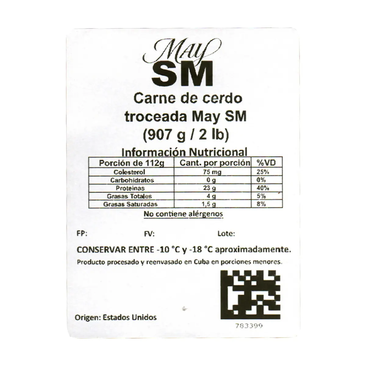 Carne de cerdo troceada May SM (907 g / 2 lb) - Thumbnail 3